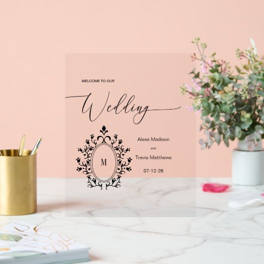 Personalized Minimal Monogram Wedding sign (Mariage)