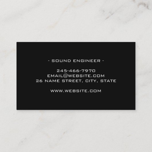 Personalized minimal Sound Engineer Engineering Visitekaartje (Achterkant)