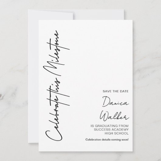 Personalized Minimalist Graduation Save The Date (Devant)