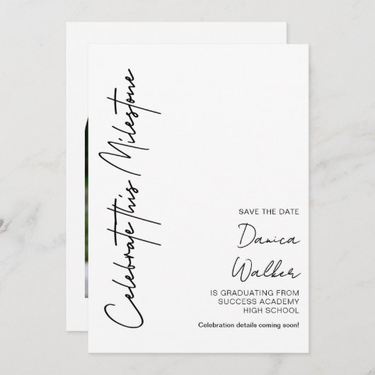 Personalized Minimalist Graduation Save The Date (Devant / Derrière)