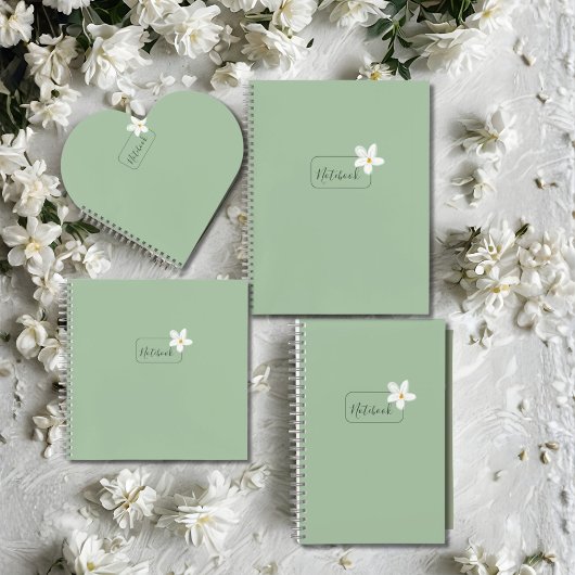 Personalized Minimalist Green Flower Notebook Notitieboek