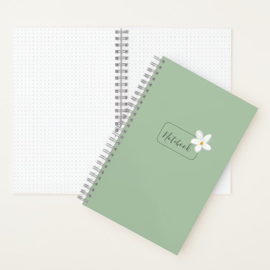 Personalized Minimalist Green Flower Notebook Notitieboek (Binnen)