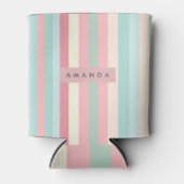 Personalized Minimalist Pastel Stripes Blikjeskoeler (Voorkant)