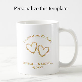 Personalized Modern 20th Wedding Anniversary Gift Koffiemok