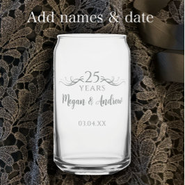 Personalized Modern 25th Wedding Anniversary Gift Blikvorm Glas