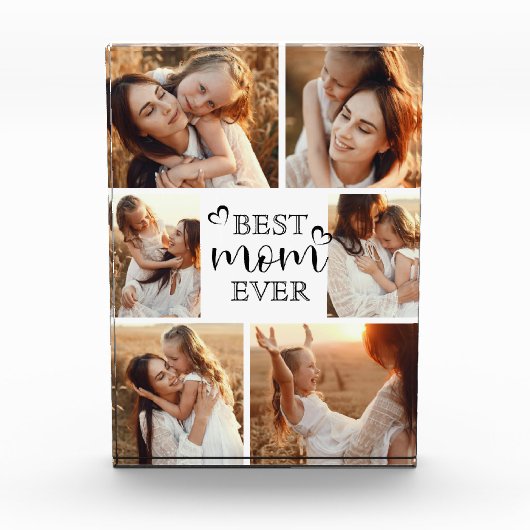 Personalized Modern Best Mom Ever Photo Collage Fotoblokken (Voorkant)