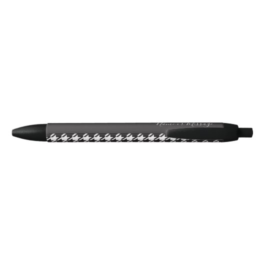Personalized Modern Black and White Houndstooth Zwarte Inkt Pen (Achterkant)