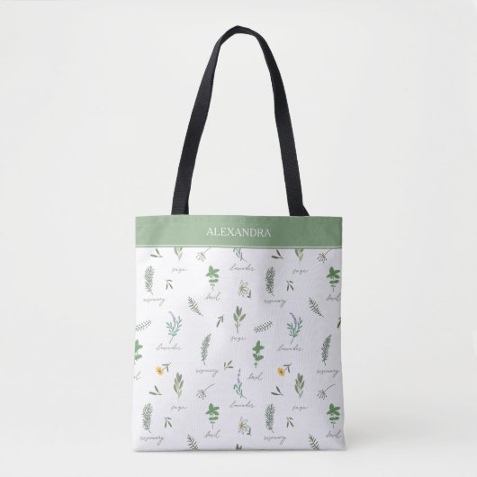 Personalized Modern Botanical Tote Bag (Voorkant)