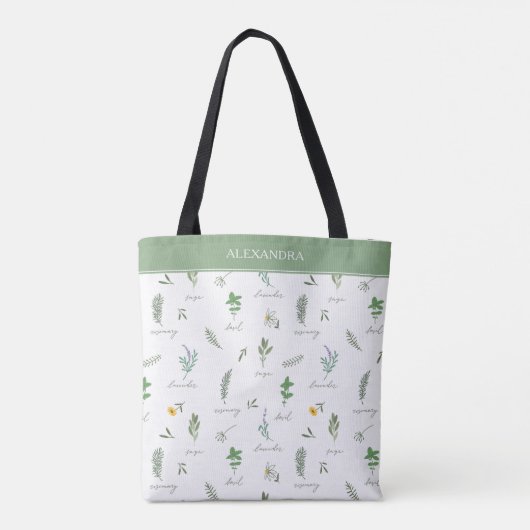 Personalized Modern Botanical Tote Bag (Achterkant)