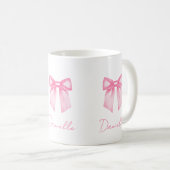 Personalized Modern Elegant Pink Bow Name Mug (Devant droit)