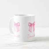Personalized Modern Elegant Pink Bow Name Mug (Devant gauche)