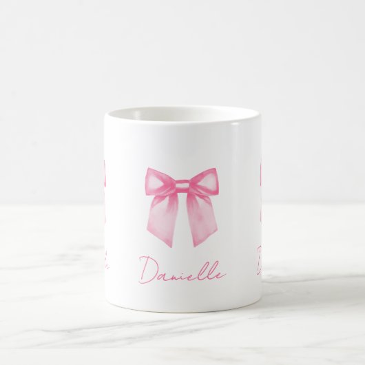 Personalized Modern Elegant Pink Bow Name Mug (Centre)
