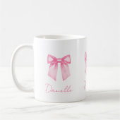 Personalized Modern Elegant Pink Bow Name Mug (Gauche)