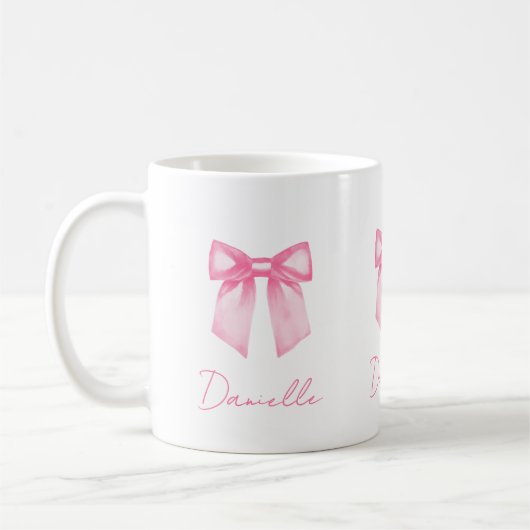 Personalized Modern Elegant Pink Bow Name Mug Koffiemok (Links)