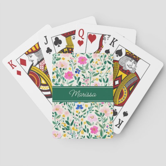 Personalized Modern Floral Pokerkaarten (Achterkant)