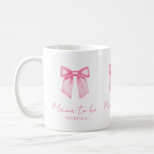 Personalized Modern Mama To Be Pink Bow Mug (Gauche)