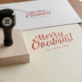 Personalized Modern Merry Christmas Family Stamp   Rubberstempel