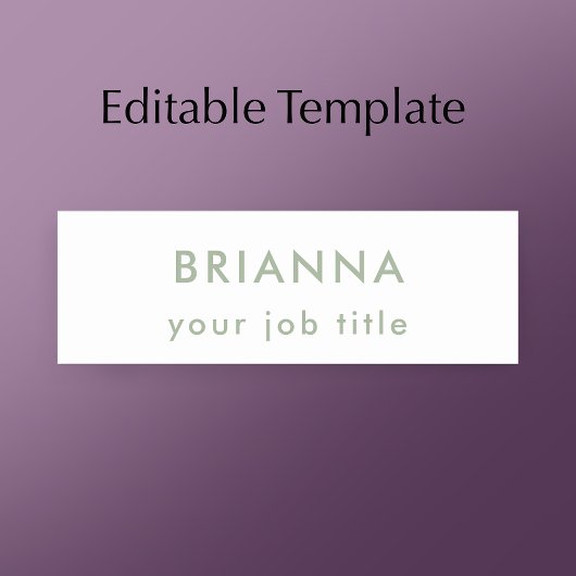 Personalized modern minimalist sage green beauty naamplaatje