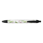 Personalized Modern Pink Tulip Flower Zwarte Inkt Pen (Achterkant)