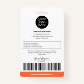 Personalized Modern Professional Employee Oranje Badge (Achterkant)