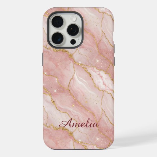 Personalized Modern Rose Quartz Marble Gold (Verso)