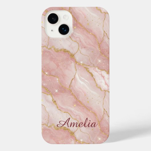 Personalized Modern Rose Quartz Marble Gold (Verso)
