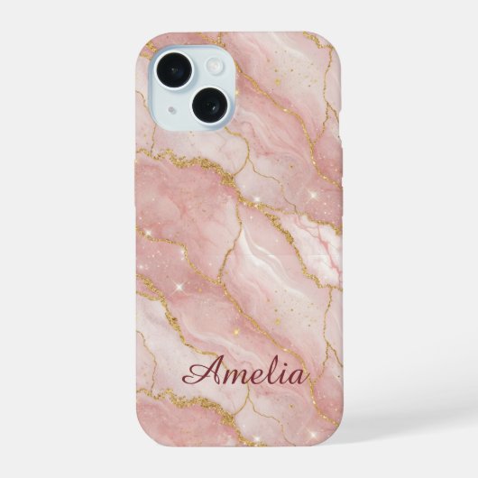 Personalized Modern Rose Quartz Marble Gold (Verso)