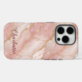 Personalized Modern Rose Quartz Marble Gold Case-Mate iPhone Case (Achterkant (horizontaal))