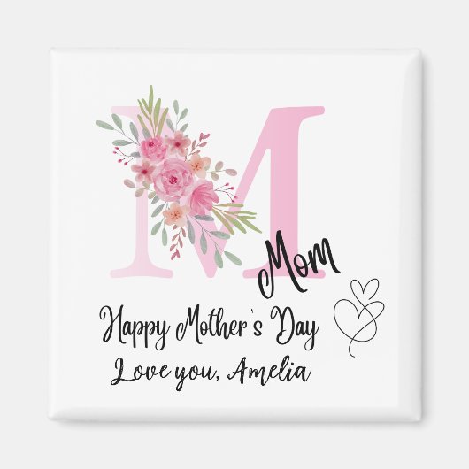 Personalized Mom Initial Fridge Magnet (Devant)