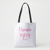 Personalized Mom Name Established Date Pink Script Draagtas (Voorkant)