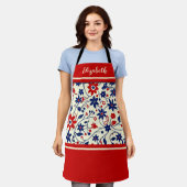 Personalized Mom Red White Blue Floral Schort (Gedragen)