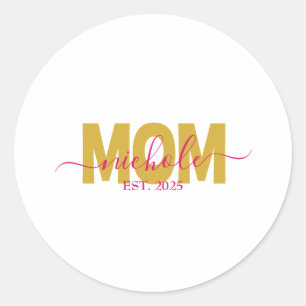 PERSONALIZED MOM TO BE RONDE STICKER