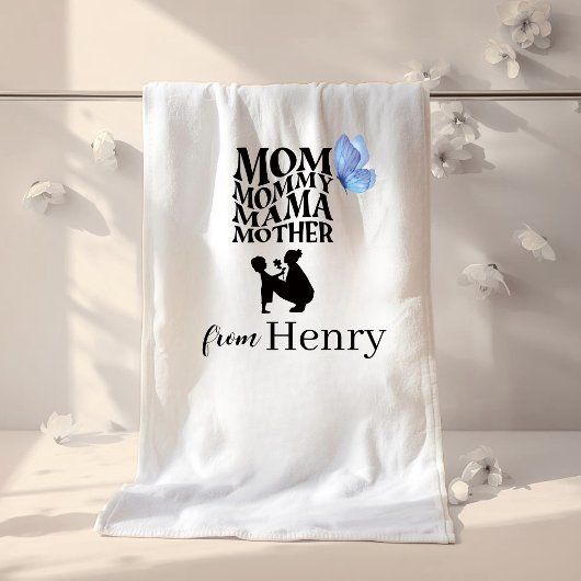Personalized Mom Typography Bath Towel