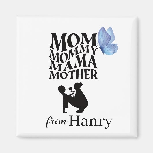 Personalized Mom Typography Magnet (Devant)