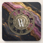 Personalized Monogram Agate Pink Rustic Metal Luxe Bier Onderzetter (Voorkant)