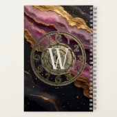 Personalized Monogram Agate Pink Rustic Metal Luxe Notitieboek (Achterkant)