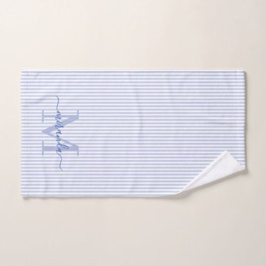 Personalized Monogram Blue & White Stripes (Serviette à main)