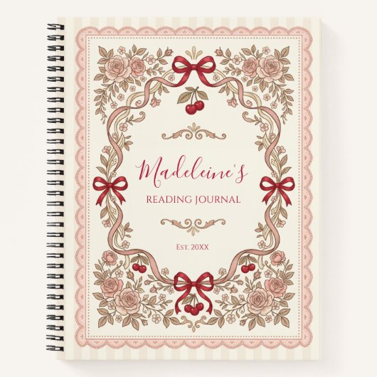 Personalized Monogram Bookworm Reading Journal (Devant)