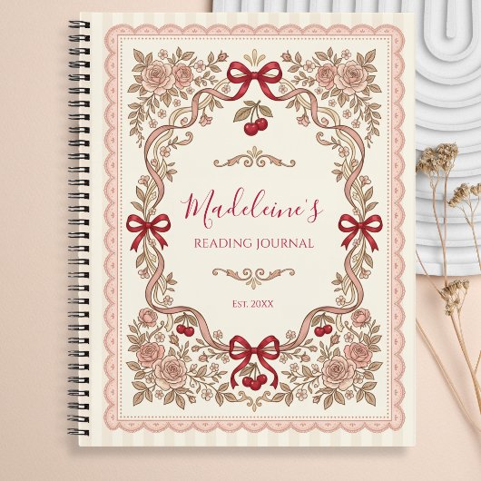 Personalized Monogram Bookworm Reading Journal Notitieboek