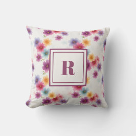 Personalized Monogram – Elegant Modern Floral  Kussen
