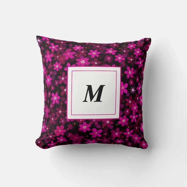 Personalized Monogram - Elegant Modern Floral  Kussen (Voorkant)