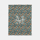 Personalized Monogram Floral Doodle Fleece Blanket Deken (Voorkant)