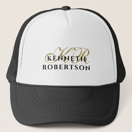 Personalized Monogram Gold Black Minimalist Simple Trucker Pet (Voorkant)