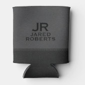 Personalized Monogram Gray & Black Leather Blikjeskoeler (Voorkant)