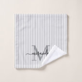 Personalized Monogram Gray & White Stripes (Gant de toilette)