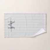 Personalized Monogram Gray & White Stripes Bad Handdoek (Handdoek)