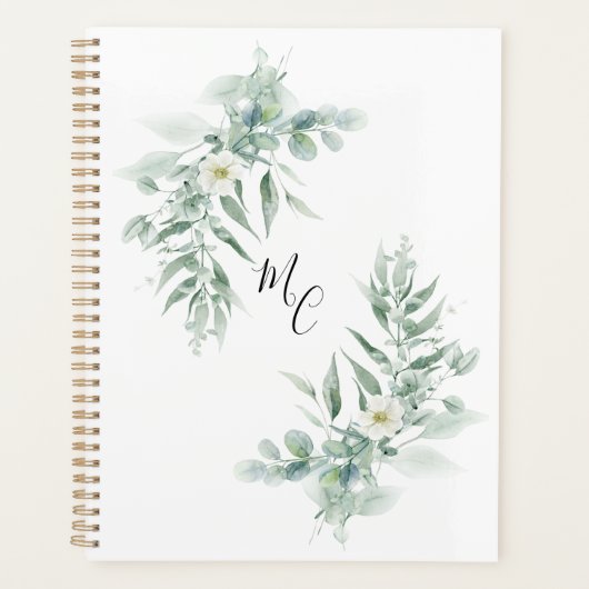 Personalized Monogram Green Foliage Planner (Voorkant)