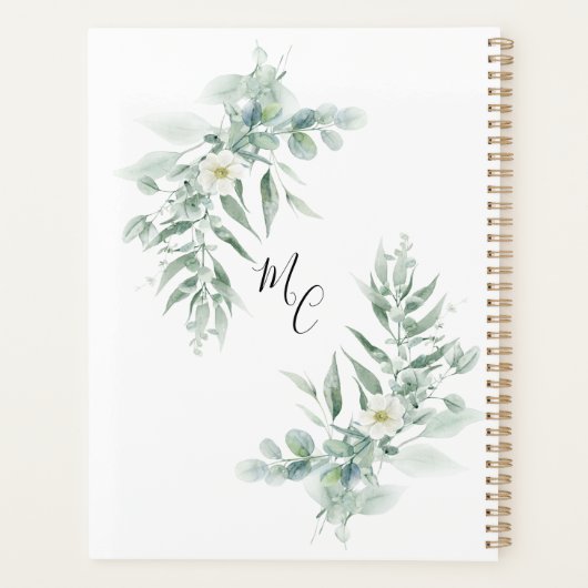 Personalized Monogram Green Foliage Planner (Achterkant)