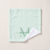 Personalized Monogram Green & White Stripes (Gant de toilette)