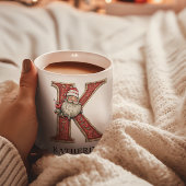 Personalized Monogram Initial K Christmas Santa  Koffiemok